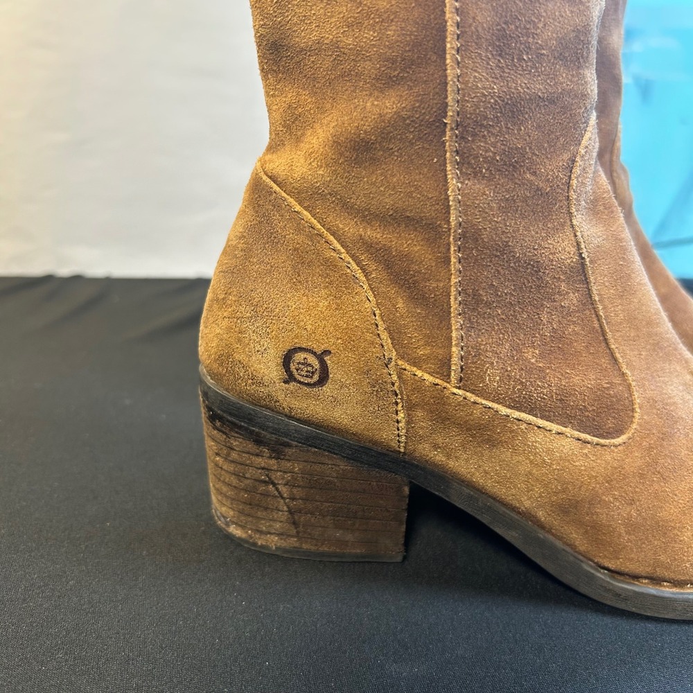 Born Brown Suede Over The Knee Riding Boots Lace Up Back Size 6.5M - Picture 6 of 13
